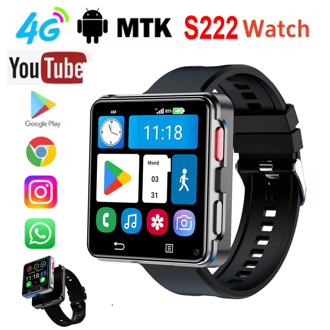 Watch Smartwatch - S222 스마트워치 4G SIM 카드 4GB