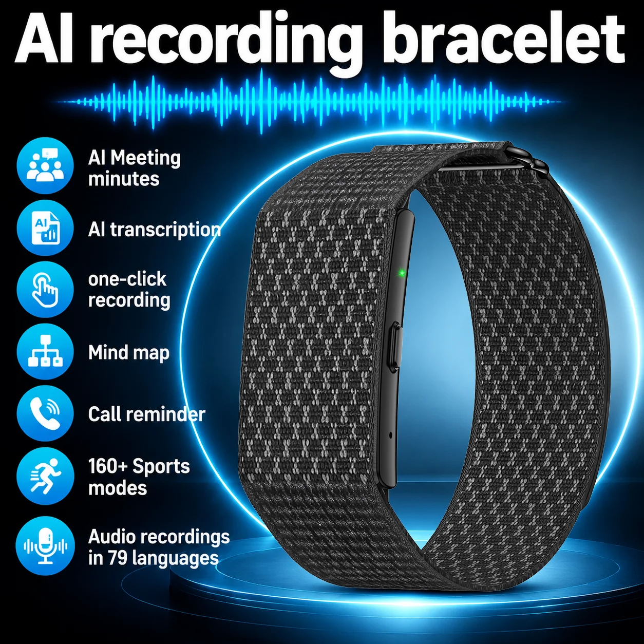 Smartwatch Noise Watches - LIGE AI 음성 녹음 시계, 오디오
