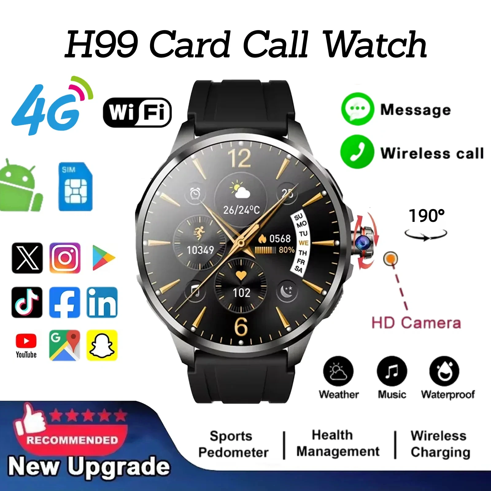 French Connection Watches Smartwatch App - H99 스마트워치, 4G/5G LTE, 1.95인치, 900W