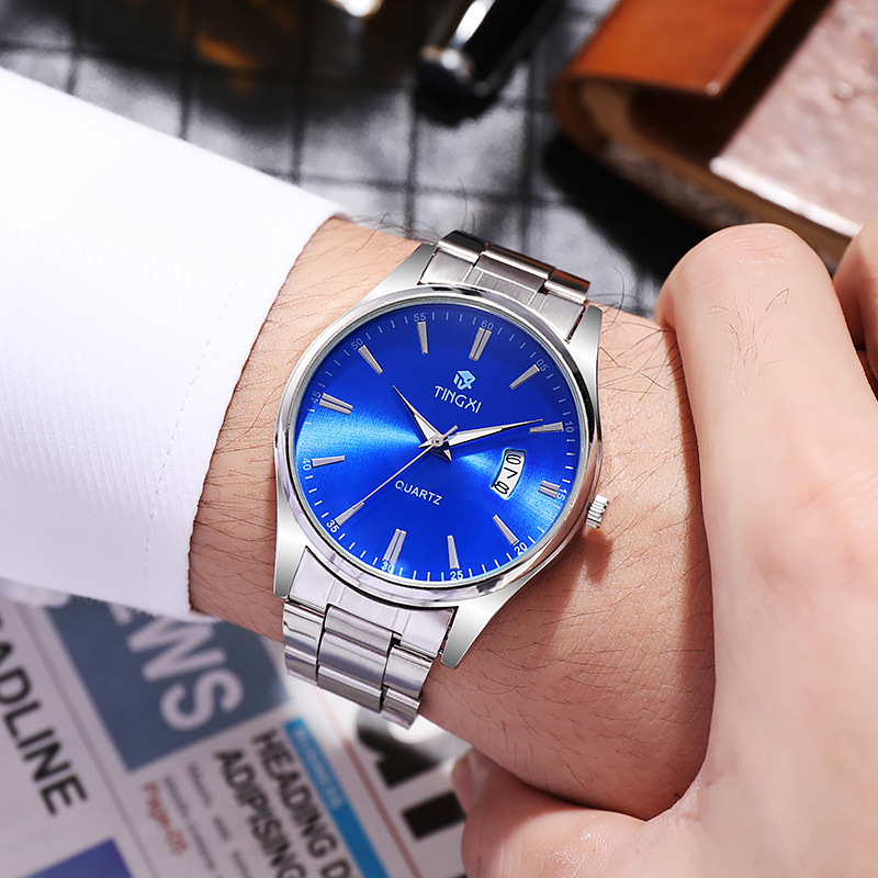 남성용 스틸 밴드 캘린더 쿼츠 시계, 심플한 디자인의  - Smartwatch Watches Gift For Boys 리뷰 및 가격