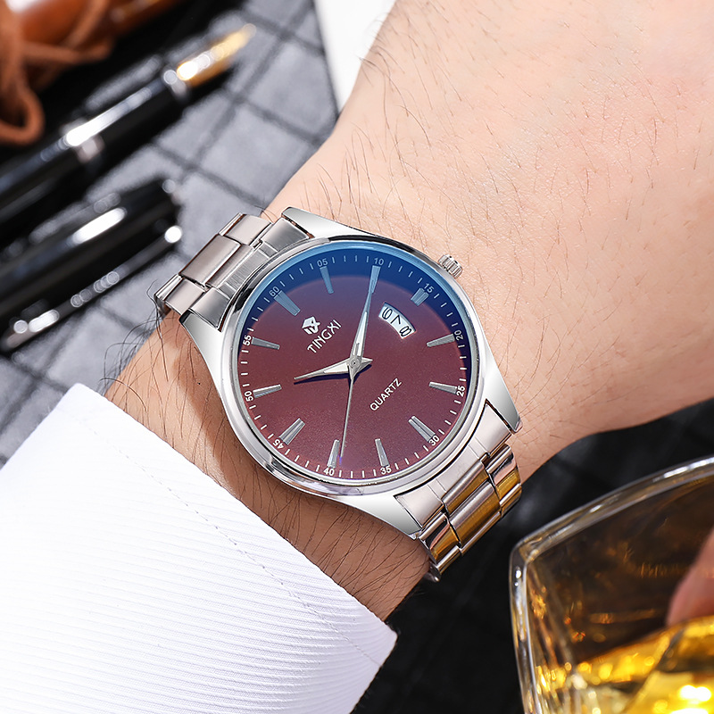 남성용 스틸 밴드 캘린더 쿼츠 시계, 심플한 디자인의  - Smartwatch Watches Gift For Boys 리뷰 및 가격