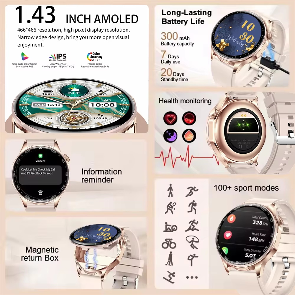 DAORKOW 스마트 워치 T98 블루투스 통화 무선  - Smartwatch Noise Watches 리뷰 및 가격