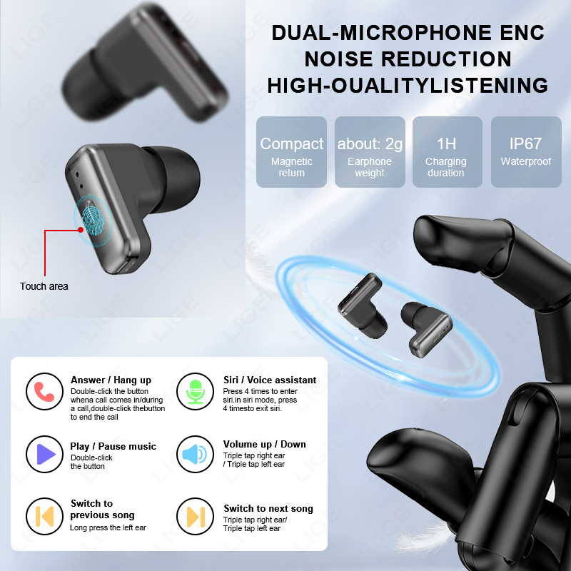 LIGE 2026 새로운 TWS 2 in 1 헤드셋 스 - Smartwatch Noise Watches 리뷰 및 가격